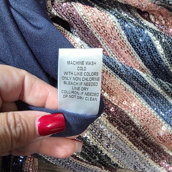 Dao Chloe Dao Jumpsuit Womens Large Multicolor Sequin Wide Leg Party Glam Y2K - Picture 9 of 14